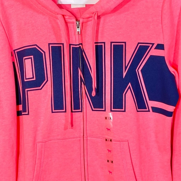NWT PINK Victoria’s Secret Pink Blue Zip Up Hoodie - Picture 3 of 6
